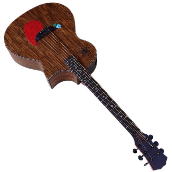 Câbles faits à la main à la main en bois complet en bois pointu de conception de guitare acoustique étoile motif mat mat