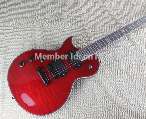 Cables Hot Wholesale Mosaico de alta calidad INAY DISPORTO DEL DIFELED DELUXE 6 cuerdas Pickup activa Guitarra eléctrica roja