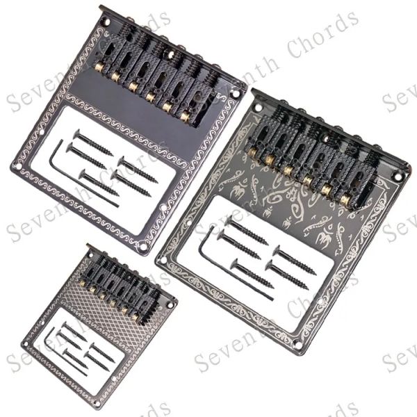 Cables Humbuckers Mount Hole, Puente de silla de montar enrollador de 6 cuerdas para TL Guitarra eléctrica Patrón decorativo de tallado negro