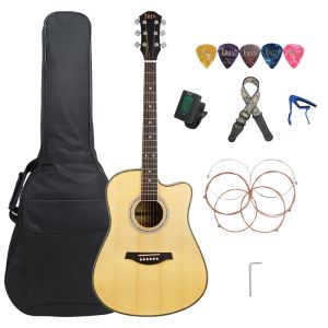 Kabels irin 41 inch akoestische gitaar 6 strings esdoorn body folk gitaargitarra met gitaarzak capo picks nodige onderdelen accessoires