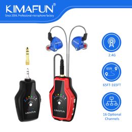 Kabels Kimafun 2.4G Wireless IEM System Inar Audiomonitor Assonphone voor Stage Performance Band Repetitie Gitaarversterker Basversterker