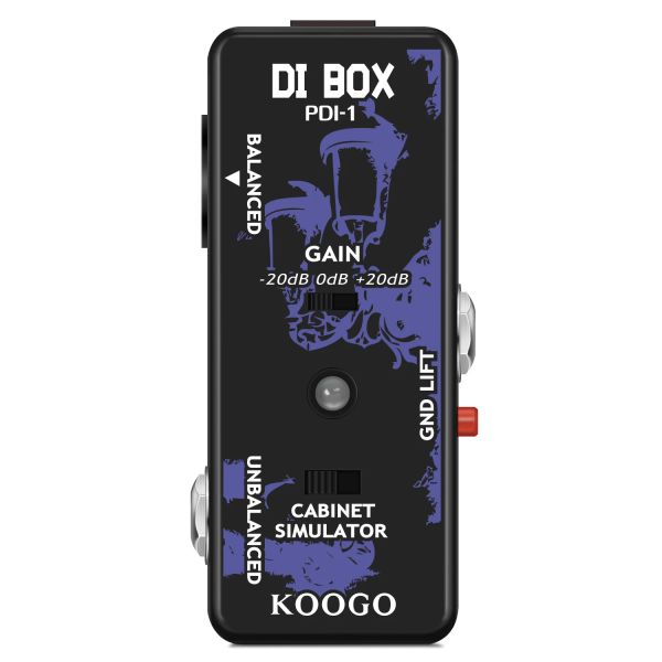 Câbles Koogo LEF331 Boîte directe basse basse passive DI Box avec simulateur d'armoire 1/4 et xlr