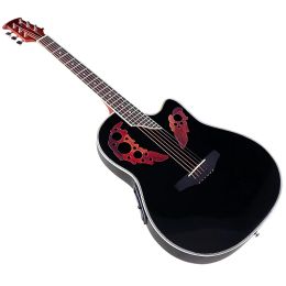 Kabels gelamineerd sparren hout elektrische akoestische gitaar 6 snaren ronde achterkant ovatiemodel 41 inch gesneden ontwerp folk gitaar