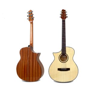 Câbles guitare acoustique électrique à main gauche 6 cordes guitare couleur naturelle guitare en bois 40 pouces guitare folk