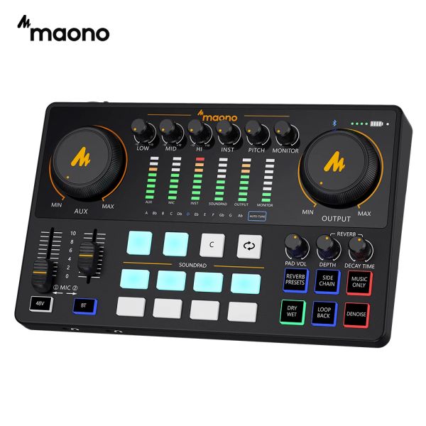 Câbles Maonocaster Audio Interface DJ Mixer All in One Portable Podcast Studio pour enregistrer le streaming en direct YouTube DJ Guitar PC