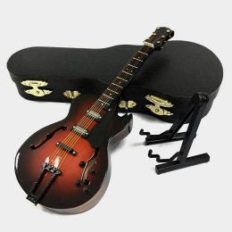 Câbles Mini Affichage de basse électrique Modelminiat Guitar Replica Wooden Mini Instrument de musique Dollhouse Accessories Collection Decor