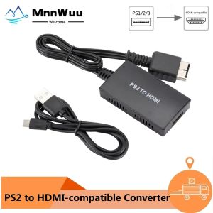 Câbles Mnnwuu PS2 à HDMICOMPATIBLE Adaptateur de convertisseur Câble de liaison HD pour PS1 / 2/3 Prise en charge HDMICOMPATIBLE 1080P 720P Sortie PS2 à HDMI