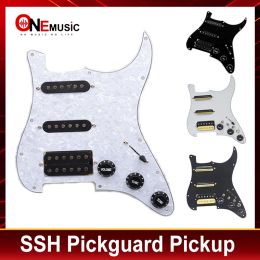 Câbles Pickguard de guitare électrique multi-couleurs et ensemble de plaques à gratter préwés chargées noires SSH