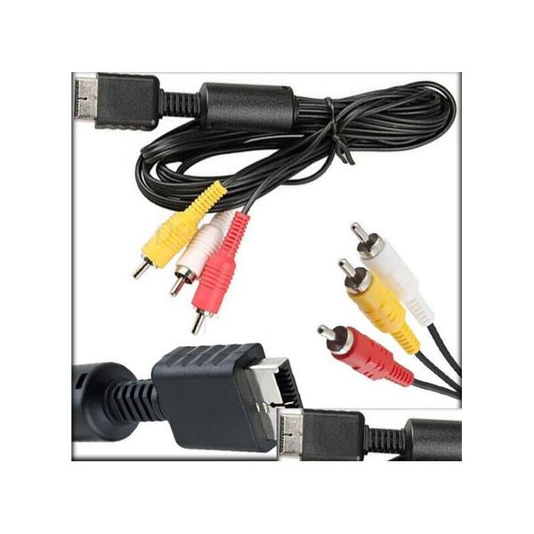 Câbles nouveaux 1,8m 6 pieds O Cordon AV vidéo avec 3 RCA TV Lead pour Playstation PS1 PS2 PS3 Système de console de haute qualité Livraison de chute de navire rapide DHC1F