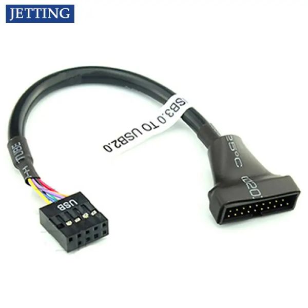 Câbles nouveaux 1pc 19/20 broches USB 3.0 femelle à 9 broches USB 2.0 Cord d'adaptateur de tête de carte mère masculine