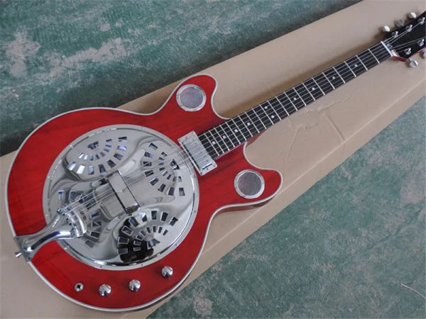 Câbles Nouveaux arrivants Guitare électrique Echo Red Body avec couvercle en métal, touche en palissandre, quincaillerie chromée, fournir un service personnalisé