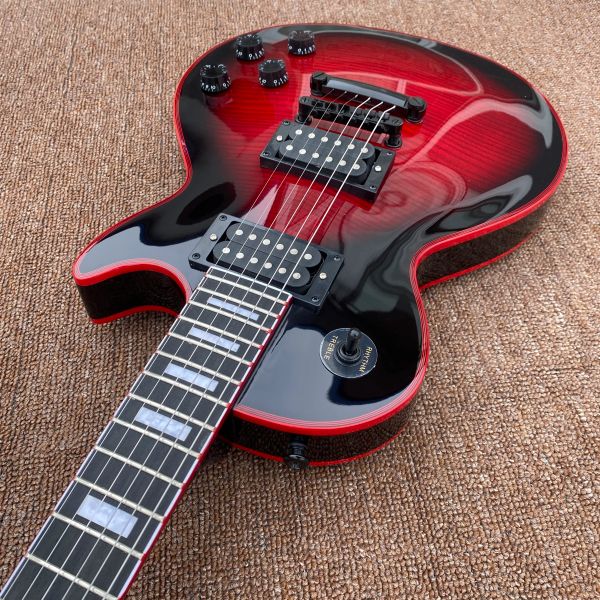 Cables OEM 6 String Guitare électrique, guitare électrique noire, reliure rouge, livraison gratuite