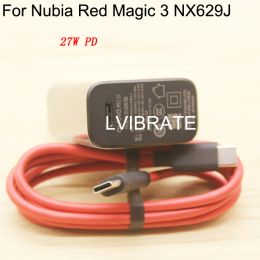 Kabels origineel voor Nubia Red Magic 3 NX629J USB Dual Typec 27W PD3.0 Snellaadladerkabel USBC Cabel Red Magic3