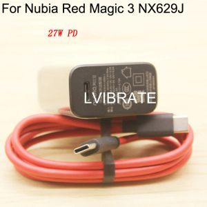 Cables originales para Nubia Red Magic 3 NX629J USB Dual Typec 27W PD3.0 Cable de carga de carga rápida USBC Cabel Red Magic3