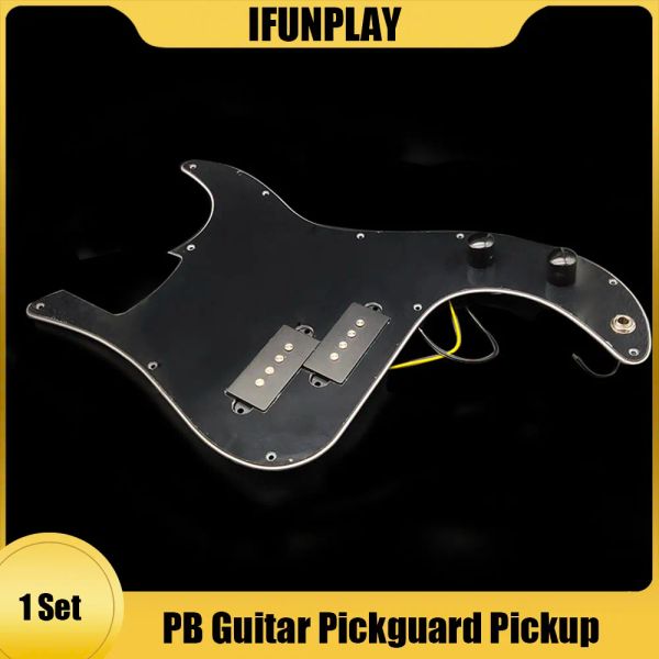 Câbles P Bass Pickuard PickGuard chargé préwiré pour la guitare basse de précision 3 pli PB Pickups Black Electri Guitar Pièces
