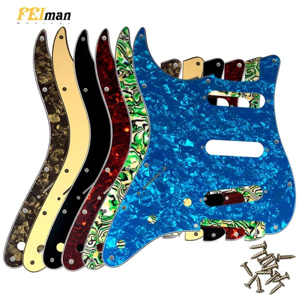 Câbles accessoires de guitare Pléroo Pickguard gauche et 11 vis pour Fender Strat Standard SSS ST Scratch Plate Multi couleur