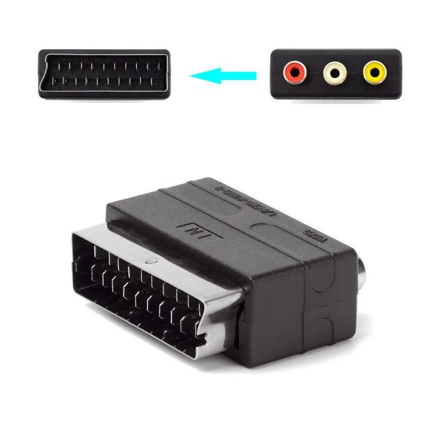 Câbles PS4 Wii DVD Adaptateur SCART à 3RCA (2 vidéo audio 1) Adaptateur AV Box Settop en type Adaptateur SCART Convertisseur