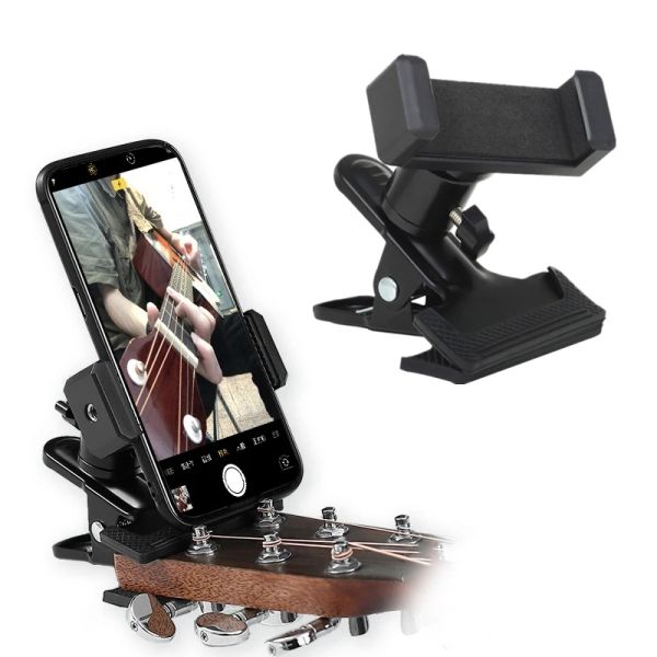 Câbles Rotation Guitar Head Clip Mobile Phone Phoneder Kalimba instrument Broadcast Stand pour téléphone 6 pouces et en dessous
