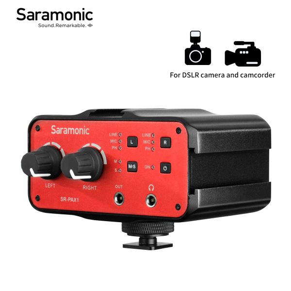 Câbles Saramonic SRPAX1 Préampe de mélangeur audio avec puissance fantôme pour la guitare sans miroir caméscope dslr canon Nikon Sony Pentax