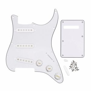 Cables juego de 3ply White SSS Pickguard 11 Hole ST ST Back Plate Cubiertas de camionetas 2T1V Switch Tip Tip Tip para piezas de guitarra