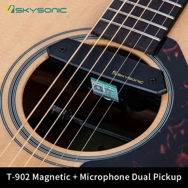 Cables Skyson T902 Pickup de guitare acoustique magnétique + microphone double pick-up avec des commandes de volume et de tonalité n'a pas besoin de frapper rapidement