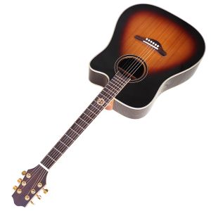 Câbles Guitare acoustique solide 6 String Cutaway Design en bois massif top guitare folk