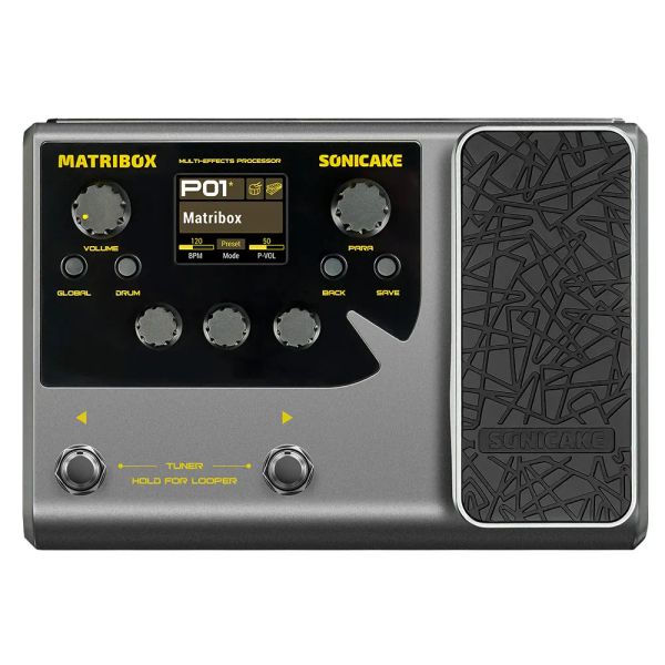 Cables Sonicake Matribox 140 Processeur multi-effets multi-effets de guitare / basse / acoustique intégrée avec modélisation de modélisation de la pédale d'expression AMP QME50