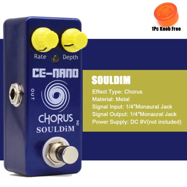 Cables Souldim Mini Guitar Pedal Chorus Efecto de guitarra eléctrica Pedal con verdadero pedal de bypass Accesorios de piezas de guitarra de guitarra