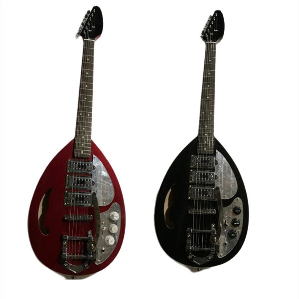 Cables Teardrop Shape Body Red/Black Electric Guitar with Tremolo Bridge Oferta Personalización