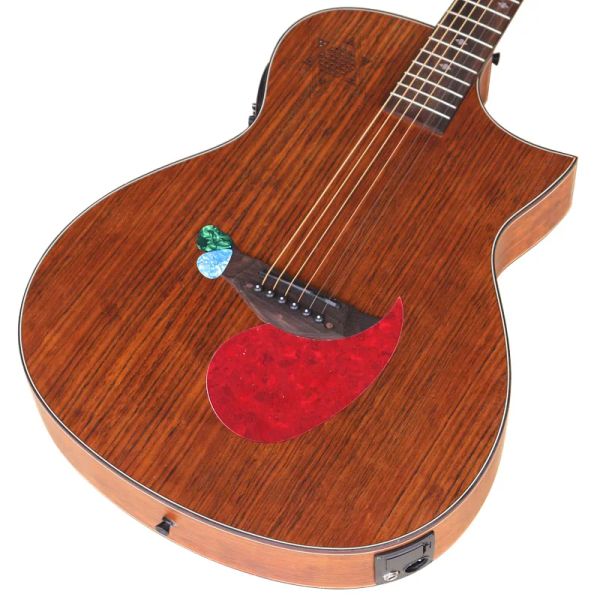 Câbles Guitare acoustique électrique mince Corps électrique 40 pouces Conception d'angle tranchant bois complet en bois avec motif d'étoile 6 cordes guitare folklorique