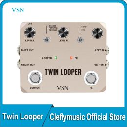 Câbles VSN Twin Looper Electric Guitar Effet Pedal Loop Station 11 Types de jeu avec 10 minutes de temps d'enregistrement