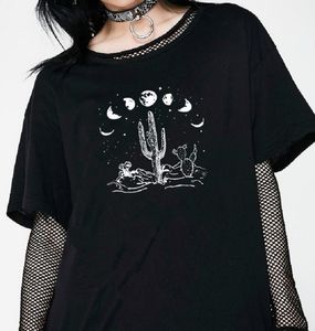 Cactus et Galaxy Graphic Tee Harajuku Hipster Cool Grunge Femmes T-shirt Tumblr Ulzzang Tee-shirt surdimensionné Casual Funny Manches courtes 210518