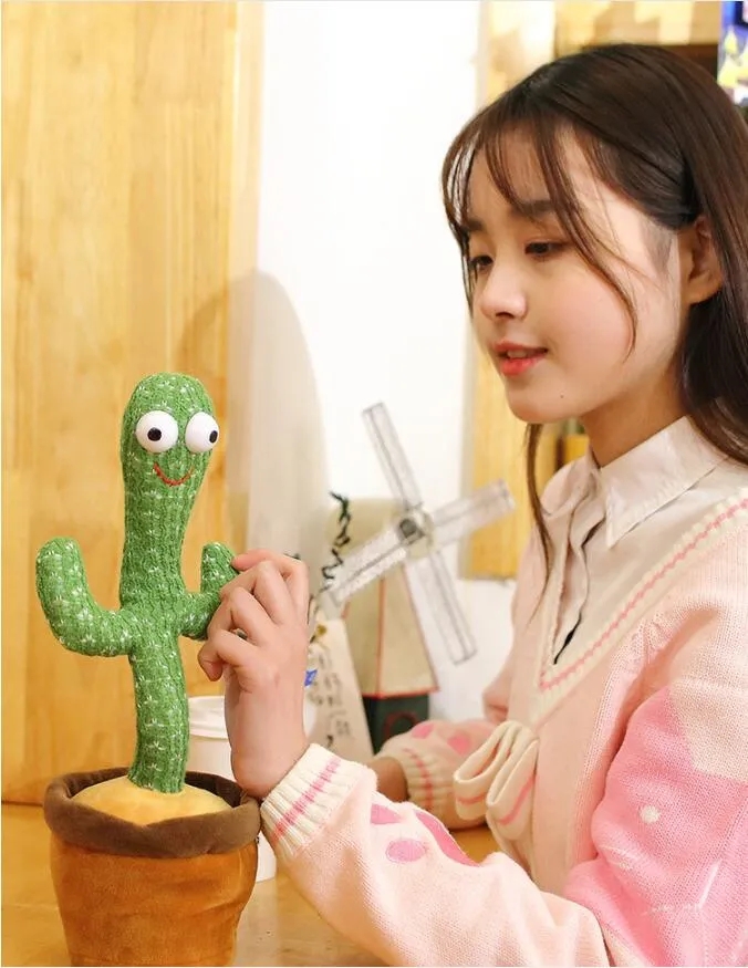 Kaktus-Plüschtier, elektronisches Shake-Dancing-Spielzeug mit dem niedlichen Lied-Plüschkaktus Bailarin, sprechender Kaktus aus der frühen Kindheit