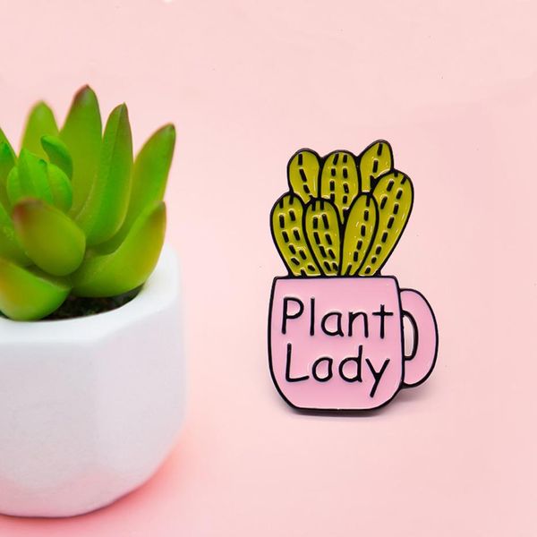 Cactus en pot plante femme plante dame broche badge badge emblème banc de sac pour femmes