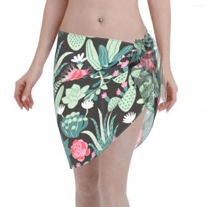 Cactus Swimwear Pareo Écharpe couverture Femmes Femmes mignonnes Sheer Beach Short Jirts Bikinis Cover-ups