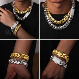 Cadena Cubana Wholesale Hip Hop Bijoux 14k Real Gold plaqué lourd Solid Miami Cubain Link Chain Collier pour hommes 14 mm