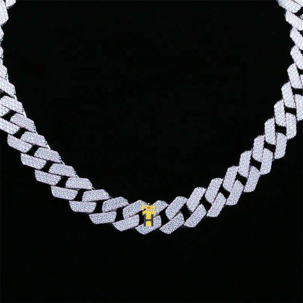 Cadena Cubana Wholesale Hip Hop Femmes Pink Jewelry Luxury Luxury Two Tone plaqué Diamant Cuban Link Chain Collier