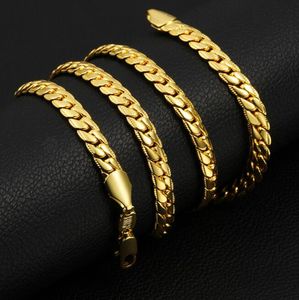 Cadena chapada en oro de 18 quilates, eslabón de cadena, collar cubano para hombres y mujeres, 20 