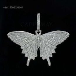 Cadermay personnalisé S Ice Out D VVS papillon Hiphop Moissanite Pass diamant testeur pendentif collier