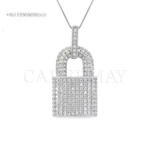Cadermay – bijoux Hip Hop personnalisés à la mode, 23x46mm, serrure scintillante VVS Moissanite, collier avec pendentif, cadeau pour hommes