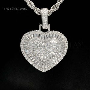 Cadermay Fasion Baguette hartvorm D VVS Moissanite hanger Sterling Sier sieraden hanger ketting voor vrouwen