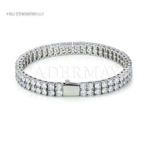 Cadermay S Iced Out D VVS Diamond 3Mm Dubbele Rijen Ronde Tennis Moissanite Hiphop Armband Ketting Kettingen