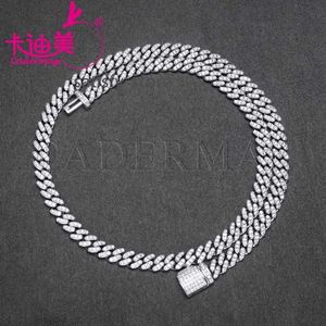 Cadermay Silver925 6 mm enkele rij Moissanite Cubaanse ketting Ketting Hiphop Moissanite Iced Out Cuban Link Chain Gifts