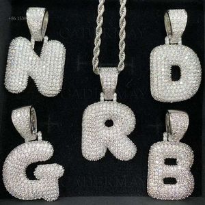 Cadermay spécial S lettre A à Z rond D VVS Ice Out Hiphop Moissanite pendentif collier pour unisexe