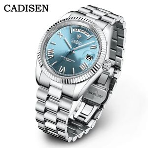 CaDisen IceBlue Dial Sapphire Glass Watches Men Japan Miyota8285 Mov's Watch's Watch Mechanical Automatic Diver Clock 240327