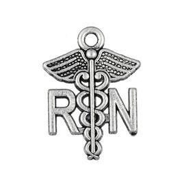 Caduceo RN Charm colgante de enfermera registrada hallazgos de pulsera médica 20pcs297Q