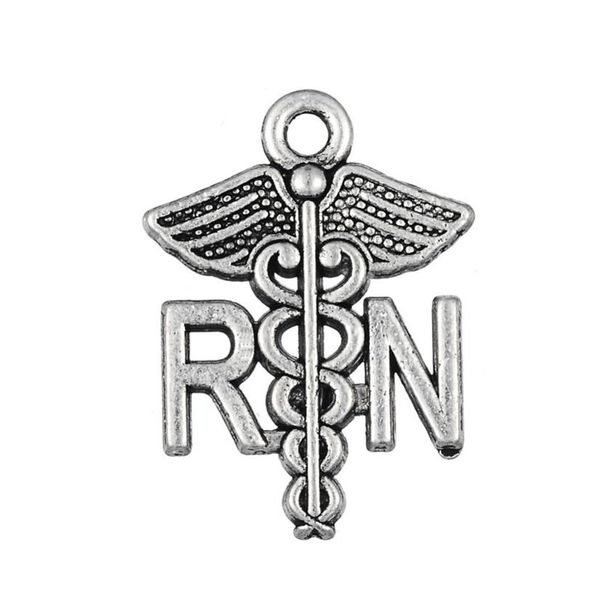 Caducée RN Charme Infirmière Enregistrée Pendentif Bracelet Médical Résultats 20pcs227u