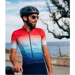 Cafe du Cycliste Summer Go Pro Bike Jerseys Mens Red/White/Blue Short Seve Seve Maillot Ciclismo Shirt Cycling Race Sportswear Tops AA230524