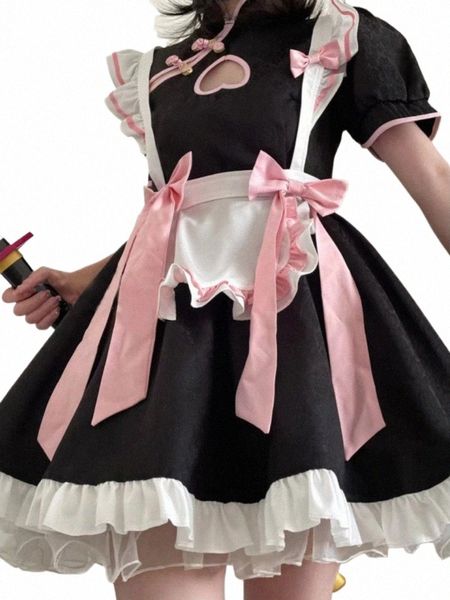 Café Lolita Dr Maid Costumes Cosplay Naughty Animati Show Sexy Waitr Outfit Exposed Chest Bow Ties Jupe Robes de bal Plus x9he #
