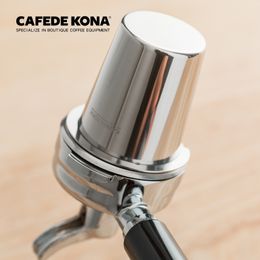 Cafedekona Rvs Doseerbeker Koffie Snuiven Mok Poeder Feeder Fit 57mm Espresso Machine Portafilter Grinder Assistant 210309